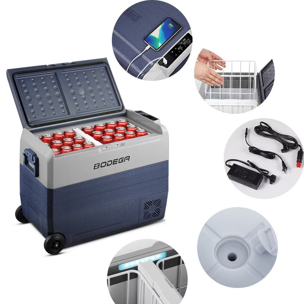 12 Volt Car Refrigerator, Portable Freezer with Dual Zone WIFI APP Control, 12/24V DC and 100-240V AC