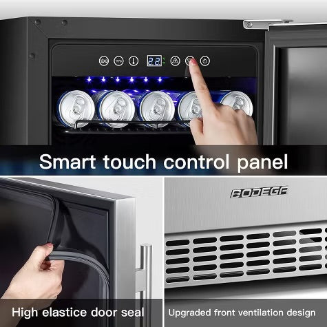 15-inch fridge,100 Cans,304 Stainless Steel Door,LED light,Adjustable shelves,Quiet Compressor,Smart digital control cooler,Automatic defrosting