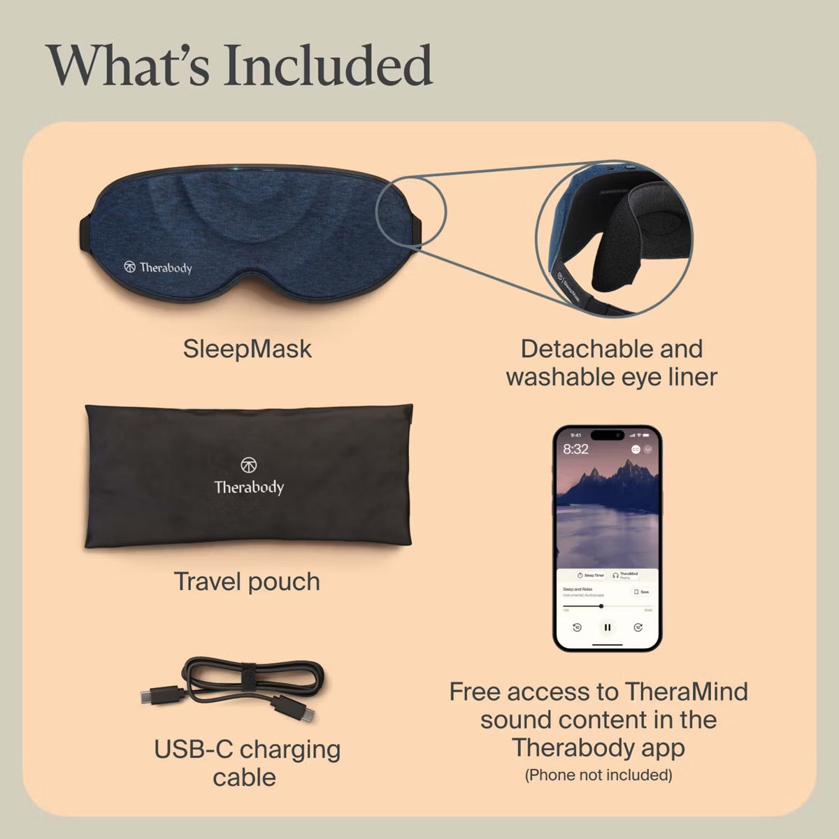 Therabody SleepMask Blackout Eye Mask with Vibration Therapy