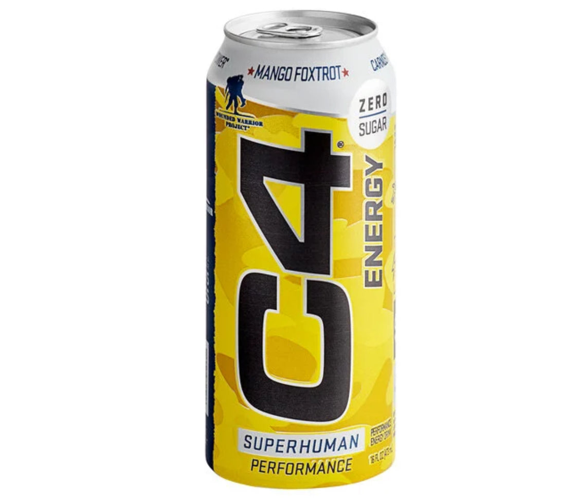 C4 Energy Mango Foxtrot Wounded Warrior Energy Drink 16 fl. oz. Can