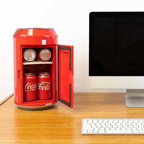 Coca-Cola 8 Can Portable Mini Fridge 12V DC 110V AC 5.4L Cooler - Red: Skincare & Beverage Thermoelectric Refrigerator