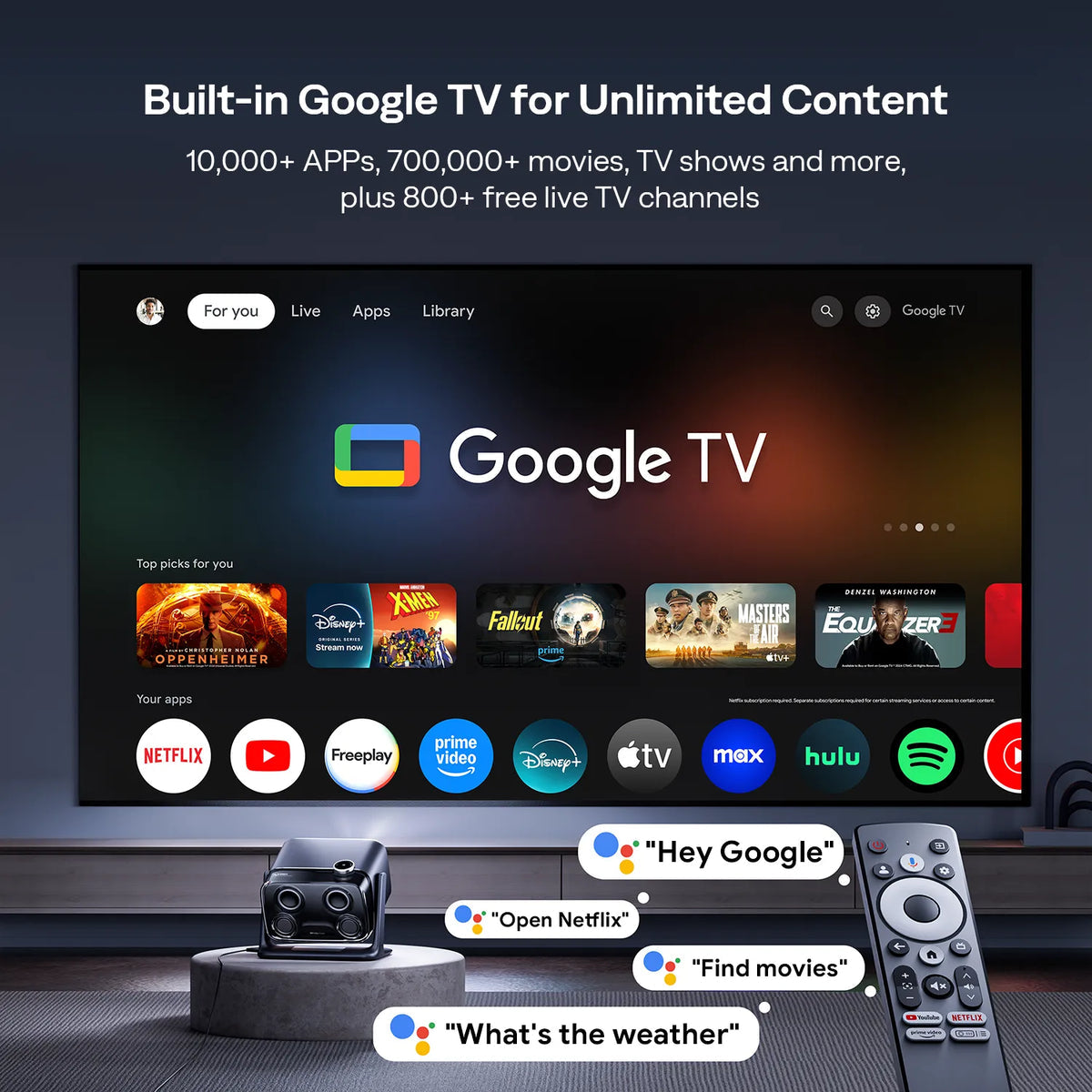 Aurzen BOOM mini Smart Projector with Google TV
