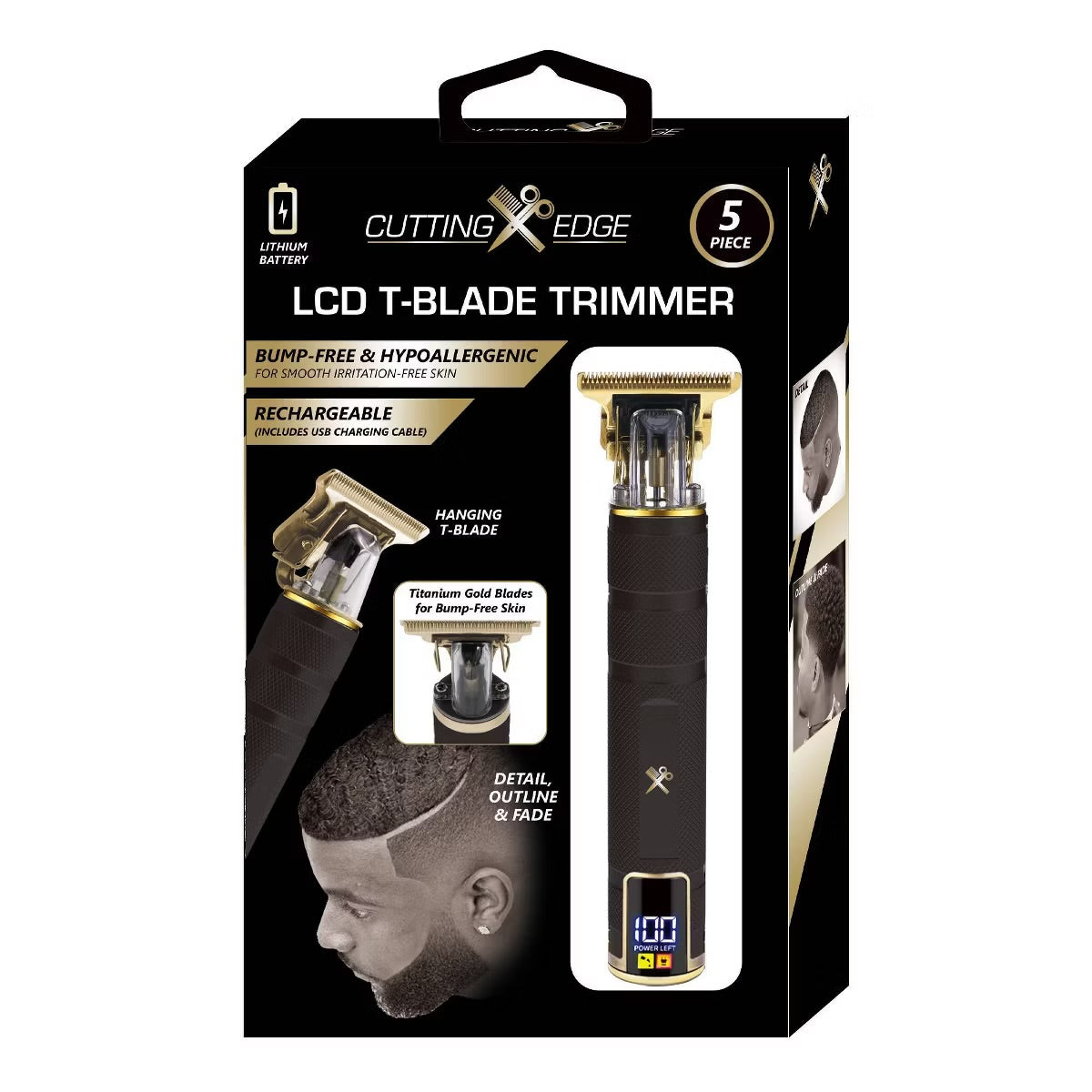 The Cutting Edge LCD Display Rechargeable Zero Gap T-Blade Trimmer - Trial Size - 5ct