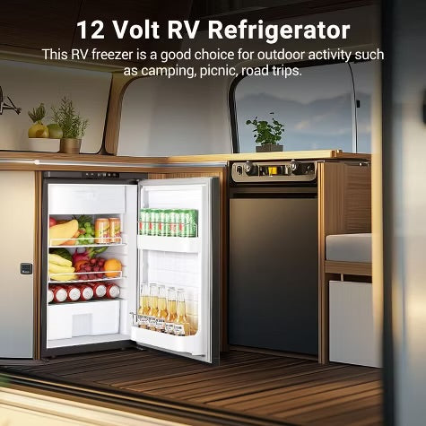 83L RV Refrigerator,Refrigeration range (-4℉-46℉),3 levels((H/M/L)) of battery protection, mini fridge for camping,APP Control, picnics, road trips