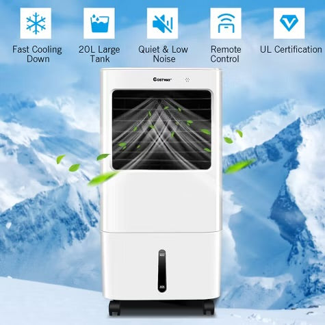 Costway Evaporative Portable Air Cooler Fan & Humidifier with Remote Control 7.5 Timer