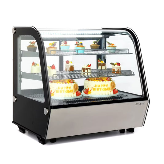 ROVSUN 4.2 Cu.Ft Refrigerator Display Case ETL Certified, Commercial Countertop Refrigerated Display with LED Air-cooling Auto Defrost Sliding Doors