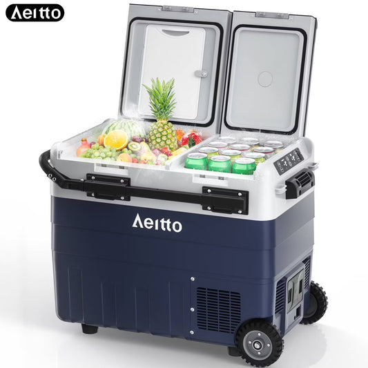 Electric Cooler, Aeitto 32QT Portable Car Refrigerator Frezzer with Dual Zone&Independent Temperature Control, -4℉-68℉ Electric Compressor Cooler