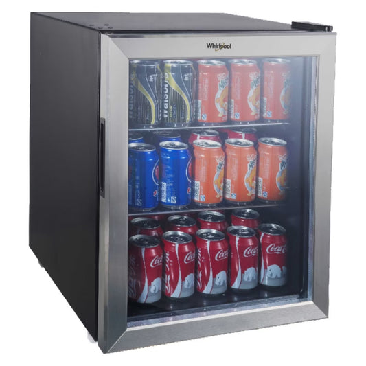 Whirlpool 2.7 cu ft Mini Refrigerator Beverage Center - Stainless Steel - WHB27S: Drink Fridge, 81 Cans, Glass Door