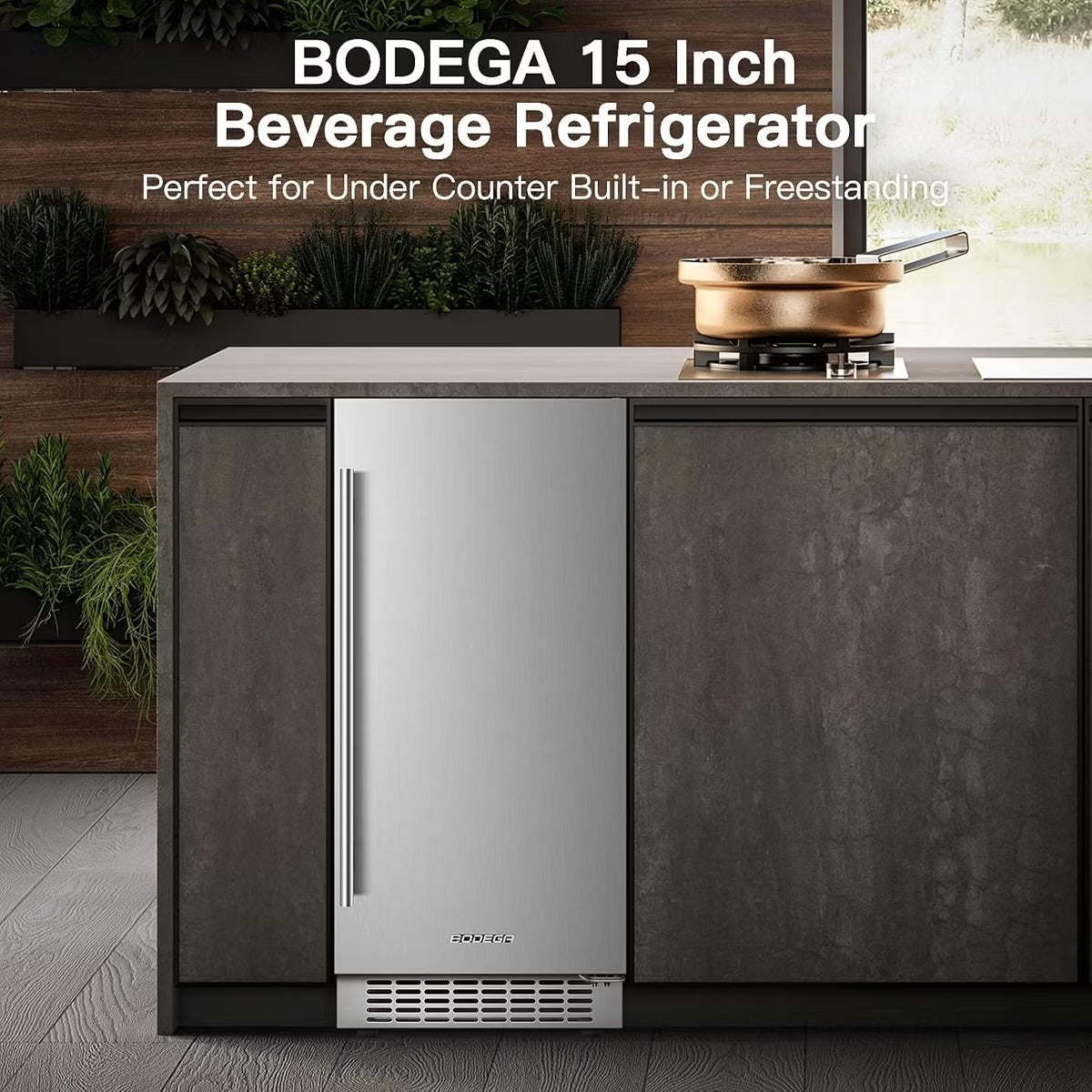 15-inch fridge,100 Cans,304 Stainless Steel Door,LED light,Adjustable shelves,Quiet Compressor,Smart digital control cooler,Automatic defrosting