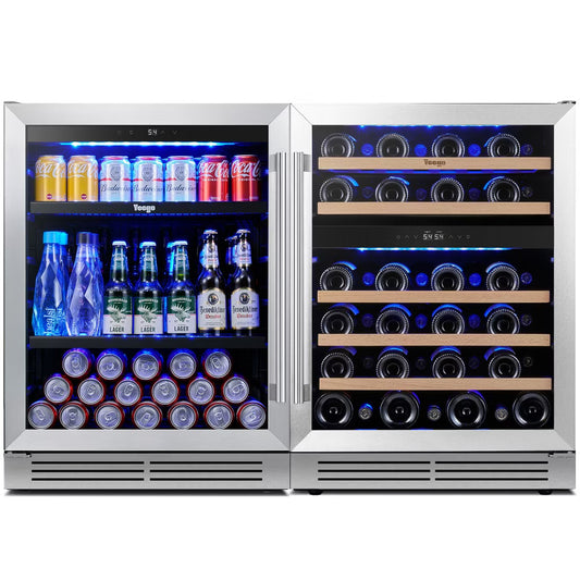 Yeego 48-Inch Wide Dual Zone 2-Pack 92 Bottle Built-In Wine Cooler Refrigerator