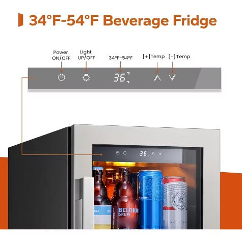 Ca'Lefort Dual 15" Single Zone Beverage Refrigerator Cooler Combo - 30 Inch Beverage Fridge Glass Door Built-in or Freestanding for Home/Kitchen