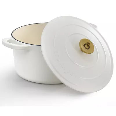Crockpot Artisan 6 Quart Enameled Cast Iron Dutch Oven with Gold Handle