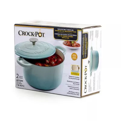 Crock-Pot Artisan 2 Piece 7 Quarts Enamled Cast Iron Dutch Oven