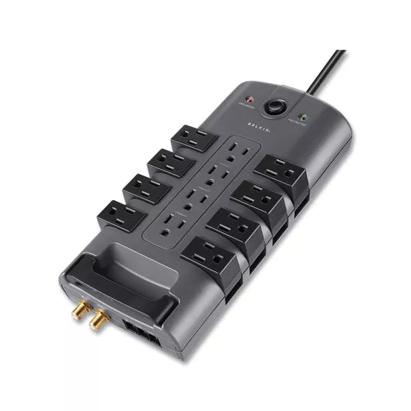 Belkin Pivot Plug Surge Protector, 12 AC Outlets, 8 ft Cord, 4,320 J, Gray
