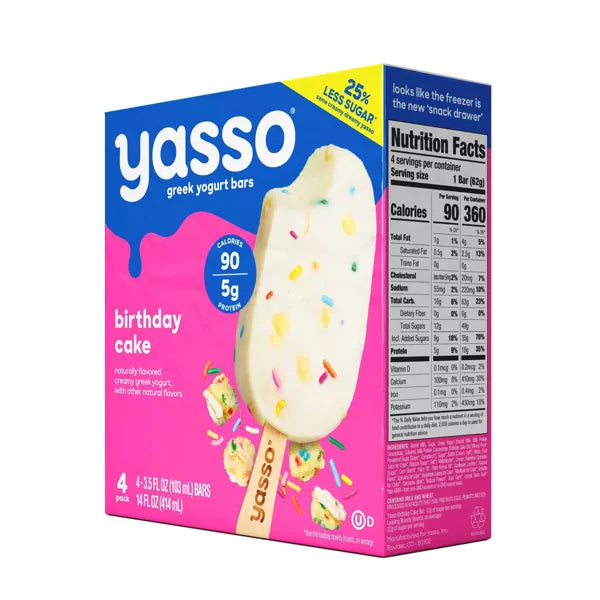 Yasso Frozen Greek Yogurt Birthday Cake Bars - 14 fl oz/4ct