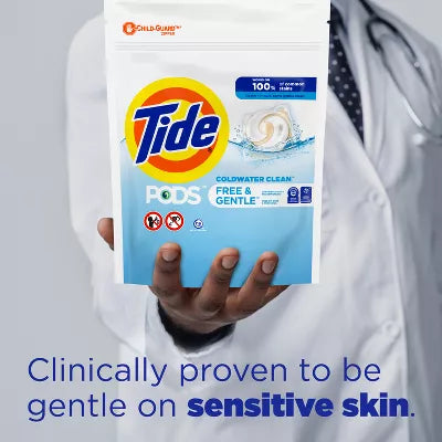 Tide Pods HE Compatible Laundry Detergent Pacs - Free & Gentle
