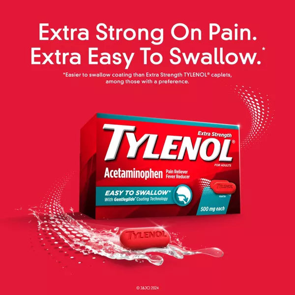Tylenol Extra Strength Acetaminophen - Easy to Swallow Pain Reliever Caplets - 100 ct