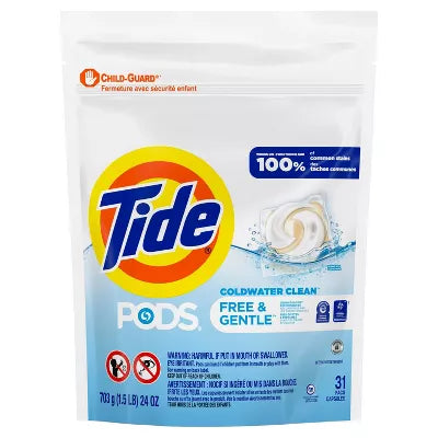 Tide Pods HE Compatible Laundry Detergent Pacs - Free & Gentle