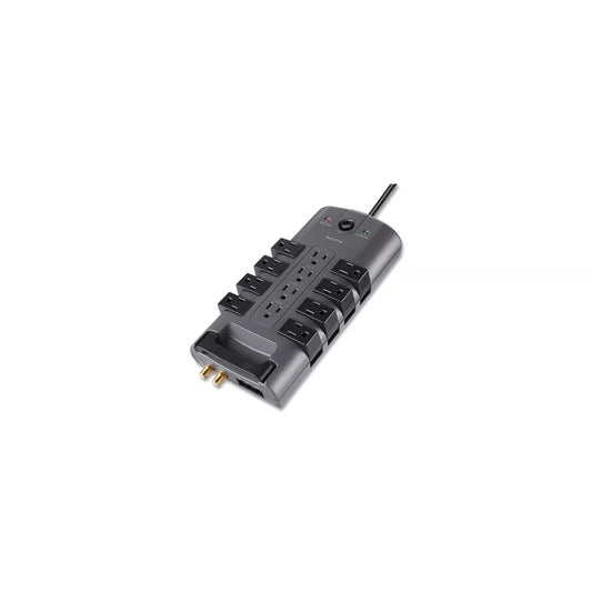 Belkin Pivot Plug Surge Protector, 12 AC Outlets, 8 ft Cord, 4,320 J, Gray