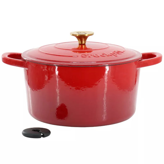 Crockpot Artisan 6 Quart Enameled Cast Iron Dutch Oven with Gold Handle