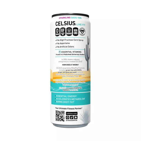 Celsius Sparkling Oasis Vibe Energy Drink - 12 fl oz Can