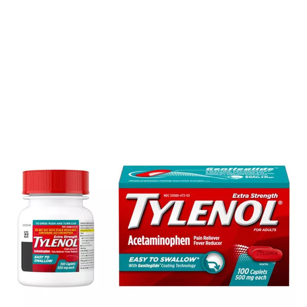 Tylenol Extra Strength Acetaminophen - Easy to Swallow Pain Reliever Caplets - 100 ct