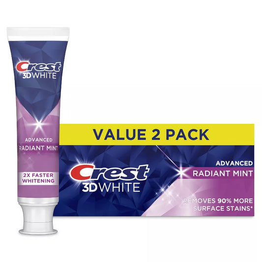 Crest 3D White Advanced Teeth Whitening Toothpaste, Radiant Mint