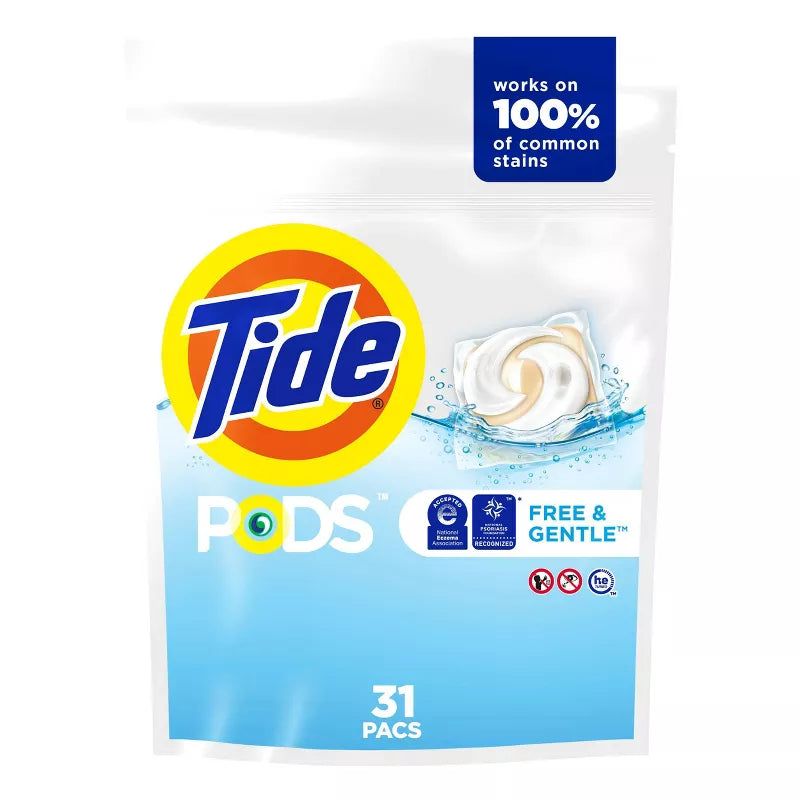 Tide Pods HE Compatible Laundry Detergent Pacs - Free & Gentle
