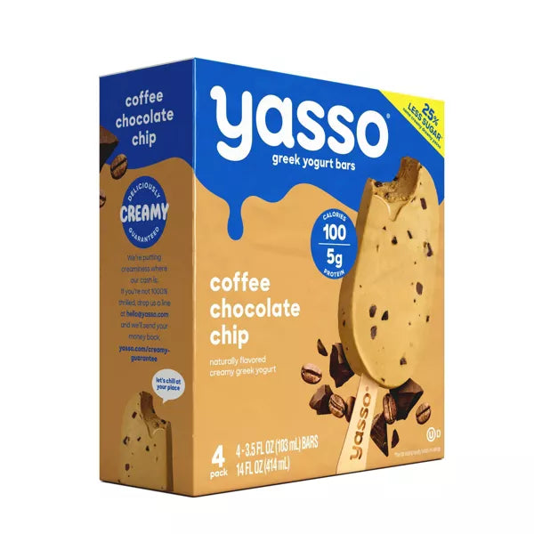 Yasso Frozen Greek Yogurt - Coffee Chocolate Chip Bars - 4ct