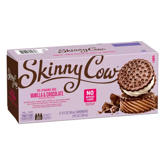 Skinny Cow Vanilla Chocolate Ice Cream Sandwich - 6pk