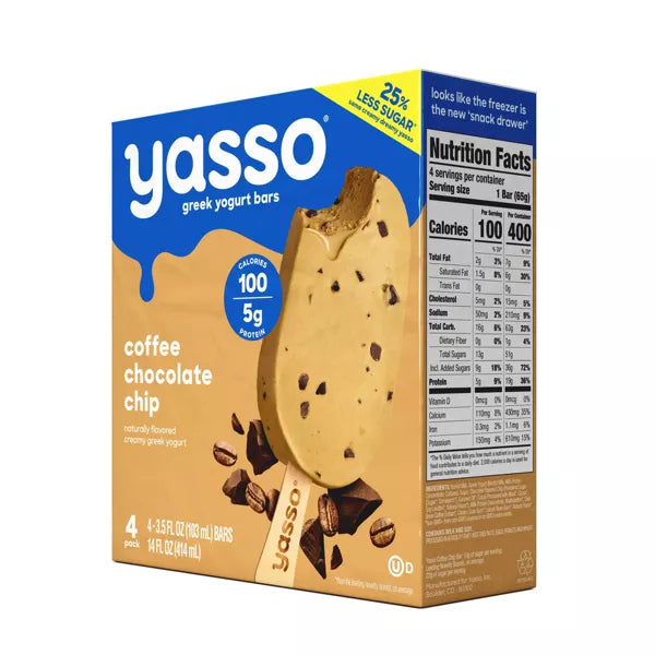 Yasso Frozen Greek Yogurt - Coffee Chocolate Chip Bars - 4ct
