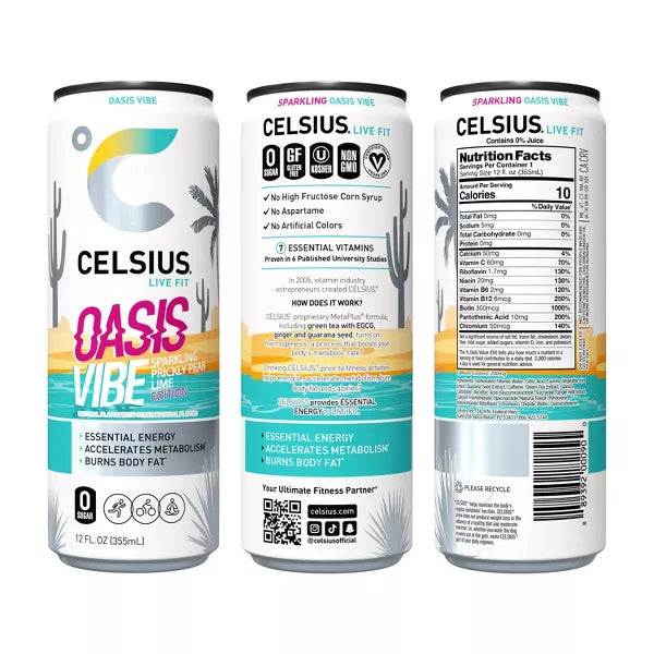 Celsius Sparkling Oasis Vibe Energy Drink - 12 fl oz Can
