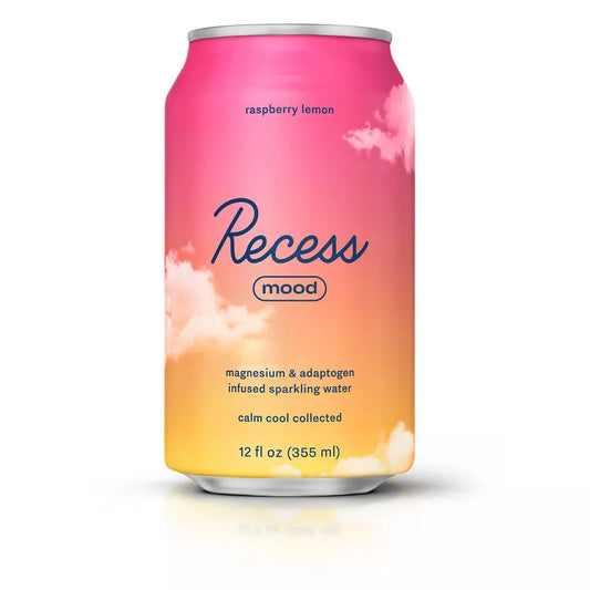 Recess Mood Raspberry Lemon Sparkling Water with Magnesium L Threonate - 12 fl oz Can