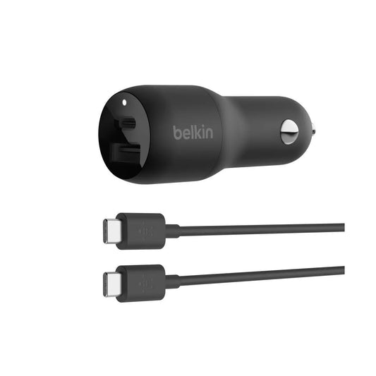 Belkin 2-Port 37W USB-C/USB-A Power Delivery Car Charger with 3.3' USB-C/USB-C Cable