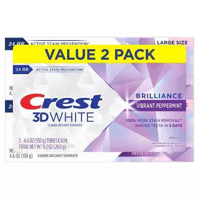 Crest 3D White Brilliance Vibrant Toothpaste - Peppermint - 4.6oz/2pk