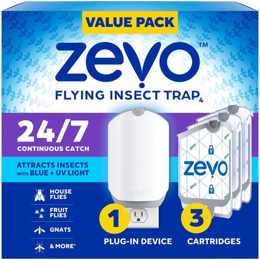 Zevo
Zevo Flying Insect Indoor Light Fly Trap Starter Kit, Catches House Flies, Fruit Flies, Gnats and More - 1 Trap + 3 Refills