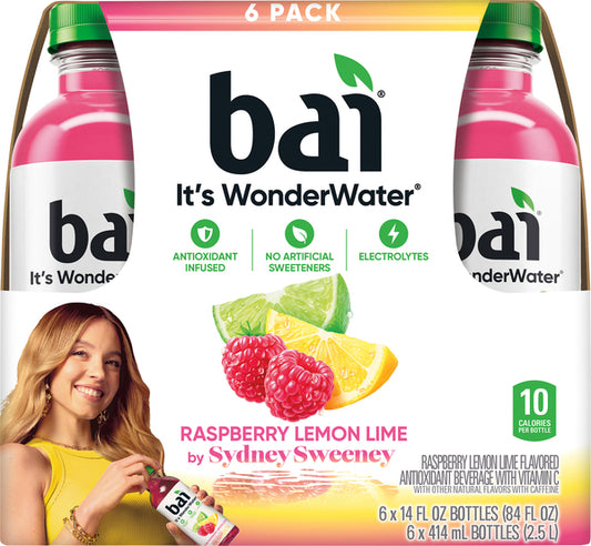 Bai Raspberry Lemon Lime by Sydney Sweeney Antioxidant Beverage - 6 pk