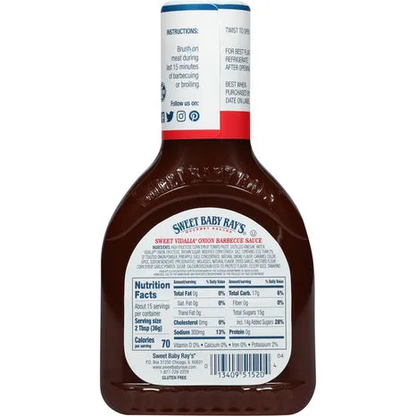 Sweet Baby Ray's Barbecue Sauce, Sweet Vidalia Onion AVAILABLE AT BINARY