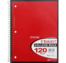 Top Flight Standards 3-Subject Wirebound Notebook, 120 Sheets, 3-Hole Punched, College Rule, 10.5 X 8 Inches, 1 Notebook, Color May Vary (31804) Top Flight Standards 3-Subject
